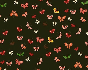 Heather Ross Tiger Lily Mud Butterflies cotton quilt fabric - fat quarter