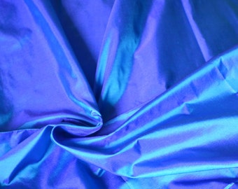 Fine Indian Silk Taffeta in Blue with purple and teal shimmers - fat quarter - TF5