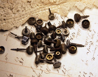 Vintage Pocket Watch CROWNS- Watch Parts- Steampunk Clock Stems- Vintage Watch Supply- Craft Supply Findings- A13