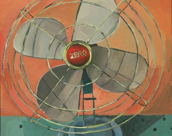 Vintage Zero Fan Oil Painting // Vintage Electric Fan // Retro Fan // Midcentury Modern Fan