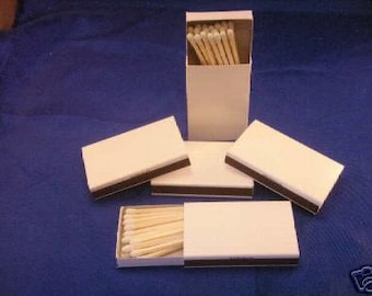 50 Plain white cover jacket wooden matches in cardboard box matches
