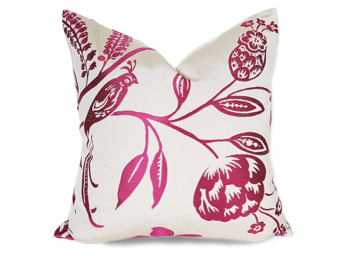 Hot Pink Pillow Pink Pillows Pink Cushions Bird Pillow