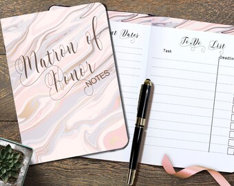 Matron of Honor Notebook, A5 Matron of Honor Planner,Cute Wedding Notebooks for Bridal Party, Matron of Honor Box Gift for Wedding Party