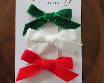 The "Christmas" Velvet Bow Set