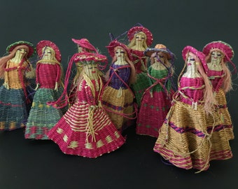 Vintage 9 Straw Christmas Ornament