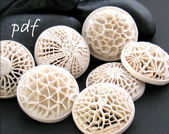 Polymer clay tutorial, Openwork Pendants, Voronoi-style jewelry, pdf tutorial, original technique