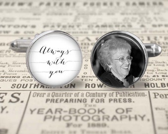 Custom Memorial Photo Cufflinks, Mens Accessories, Wedding Cufflinks, Always With You