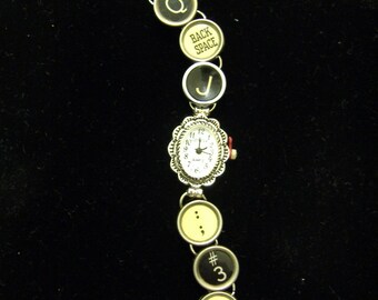 TYPEWRITER Key WATCH CUSTOM Design Vintage Initials Name You Choose