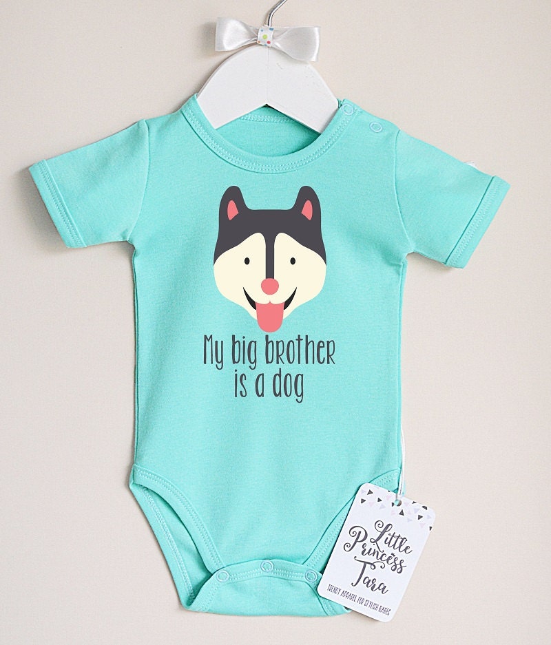Cute Husky Baby Bodysuit. Dog Baby Clothes. Dog Baby