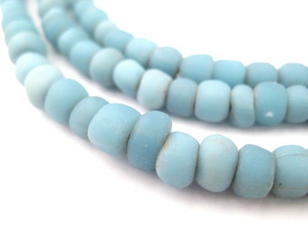 115-130 Turquoise Java Glass Beads - Indonesian Glass Beads - Jewelry Making Supplies - Handmade in Indonesia ** (JVA-RND-BLU-101)