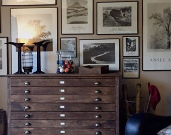 Apothecary Cabinet, Architect File Chest, Map Chest, Drawing File Cabinet, Printer Cabinet, Industrial, Distressed Wood Furniture, Blueprint