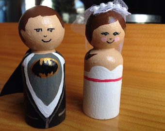 Batman wedding cake toppers wooden peg