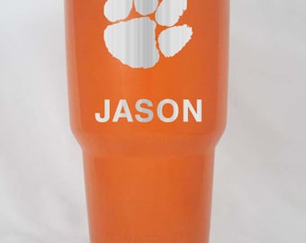 20 30 oz RTIC YETI cup Clemson tigers orange purple stainless personalized