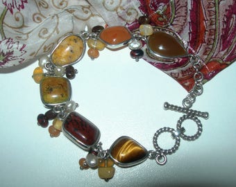 A silver bracelet,sterling silver, 925, gemstones, hand made, vintage