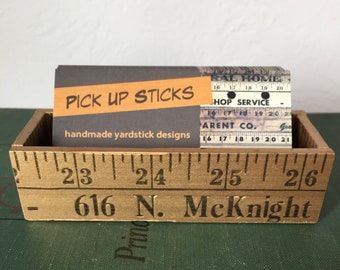 Vintage Gold Yardstick Business Card Holder