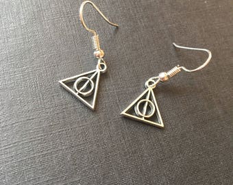 Deathly hallows drop earrings