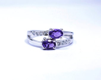 Jewels-Size 7-Natural Amethyst Ring-5x7mm Amethyst Oval-February Birthstone Ring-Promise Ring-Birthday Gift-Propose Ring-Valentine Ring
