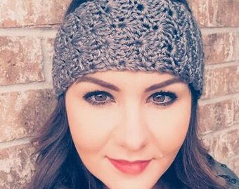 Soft & Cozy Hand Crochet Ear Warmer in Gray