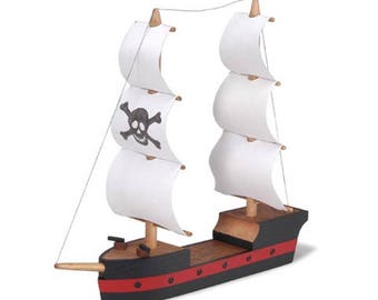 4.25" Wooden Pirate Ship Assembly Kit