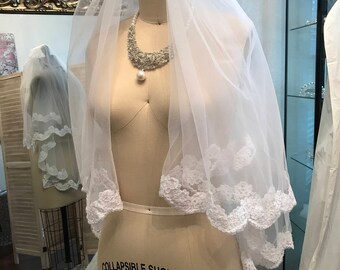 Plain Veil Ivory Double Teir AN6044