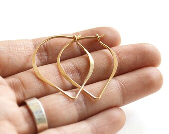 Lotus hoop earrings - leaf earrings - 14k gold filled hoop - simple hoop earrings - gift for her - gift under 25 - minimalist earrings