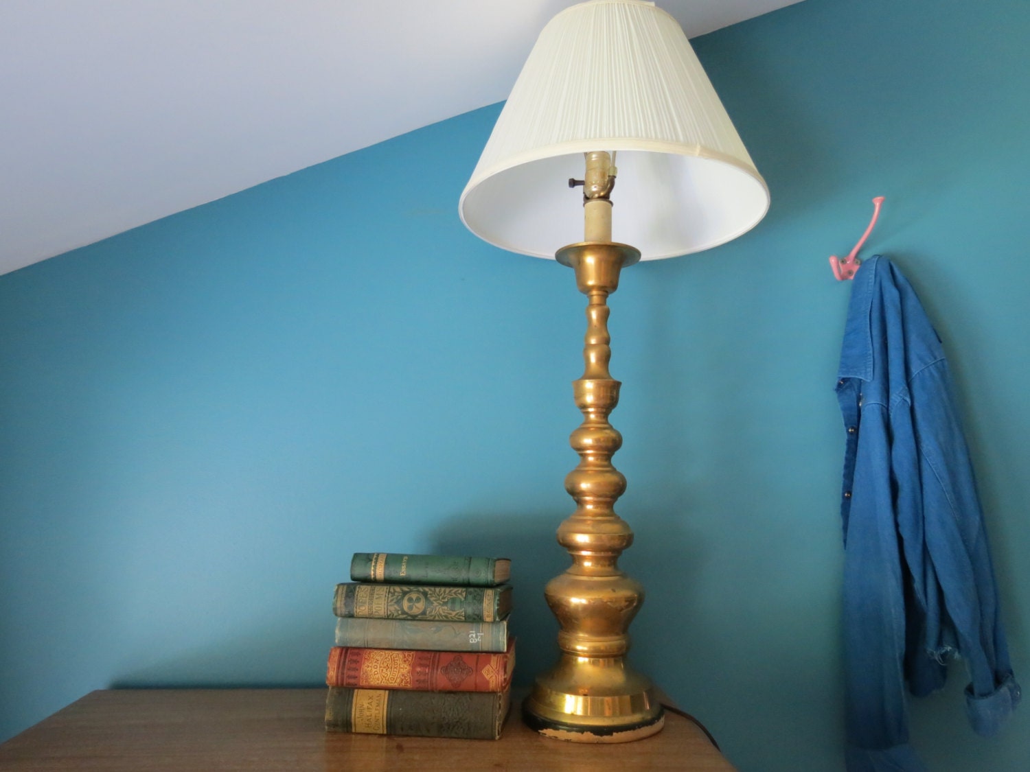 vintage brass lamp mid century modern hollywood regency
