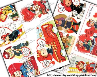 Fireman Valentine Vintage Printable Digital Download