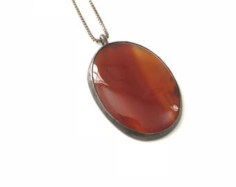 Antique Agate Pendant Necklace
