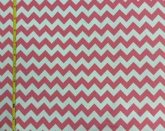 Riley Blake bubblegum pink and white chevron cotton lycra knit 1 yard