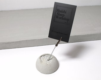 Concrete moon photo display / memo stand with metal clip