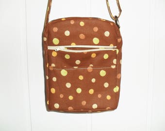 Polka dot Brown fabric satchel