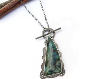 Silver Opal Necklace, Sterling Silver Pendant, Opal Pendant, Opal Jewelry, Opal Necklace, Silver Pendant, Blue Opal, October Birthstone