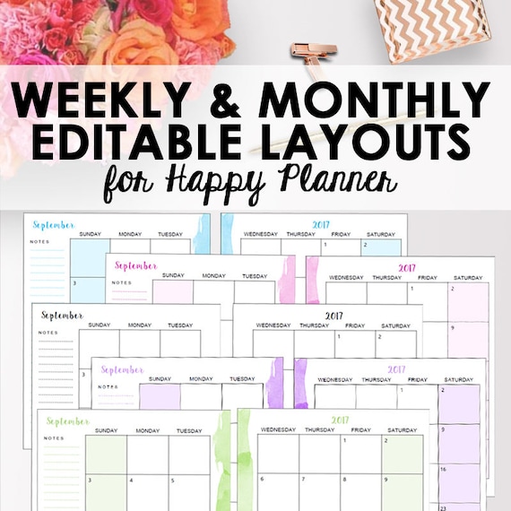 Classic Happy Planner Weekly Template and Monthly Planner