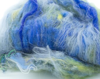 Art Batt/ Textured Art Batt/ "Dunnellon"/ Wool Batt/ Textured Batt/ Blue Art Batt/ Green Art Batt/ Sparkle Batt