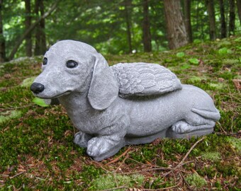 Dachshund Angel Statue, Dachshund Memorial, Painted Doxie Angel Garden Statue, Concrete Garden Statue, Pet Dog Memorial, Dog Angel Home Deco