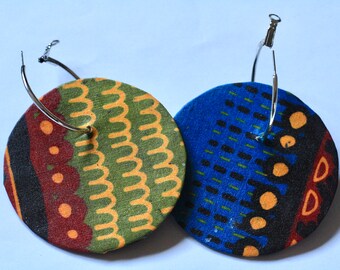 African fabric hoop earrings