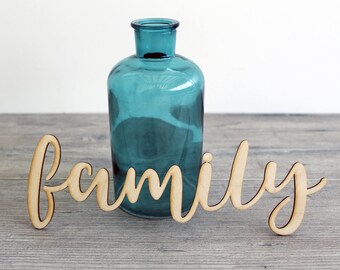 6" - 18" Family Wood Word - Laser Cut Wood Word - Laser Cut Decor - Wooden Word - Word Art - Wood Word for Wall Decor