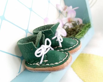 Lace Up Shoes Mini Leather Laced Boots Avocado Green For Neo Blythe Doll And Azone Pure Neemo M Size By MizuSGarden