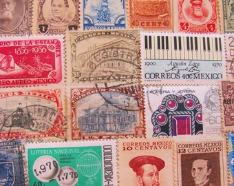 Mucho Gusto 50 Vintage Mexican Postage Stamps Mexico Estados Unidos Mexicanos Cinco de Mayo Latin America Aztec Hispanic Worldwide Philately