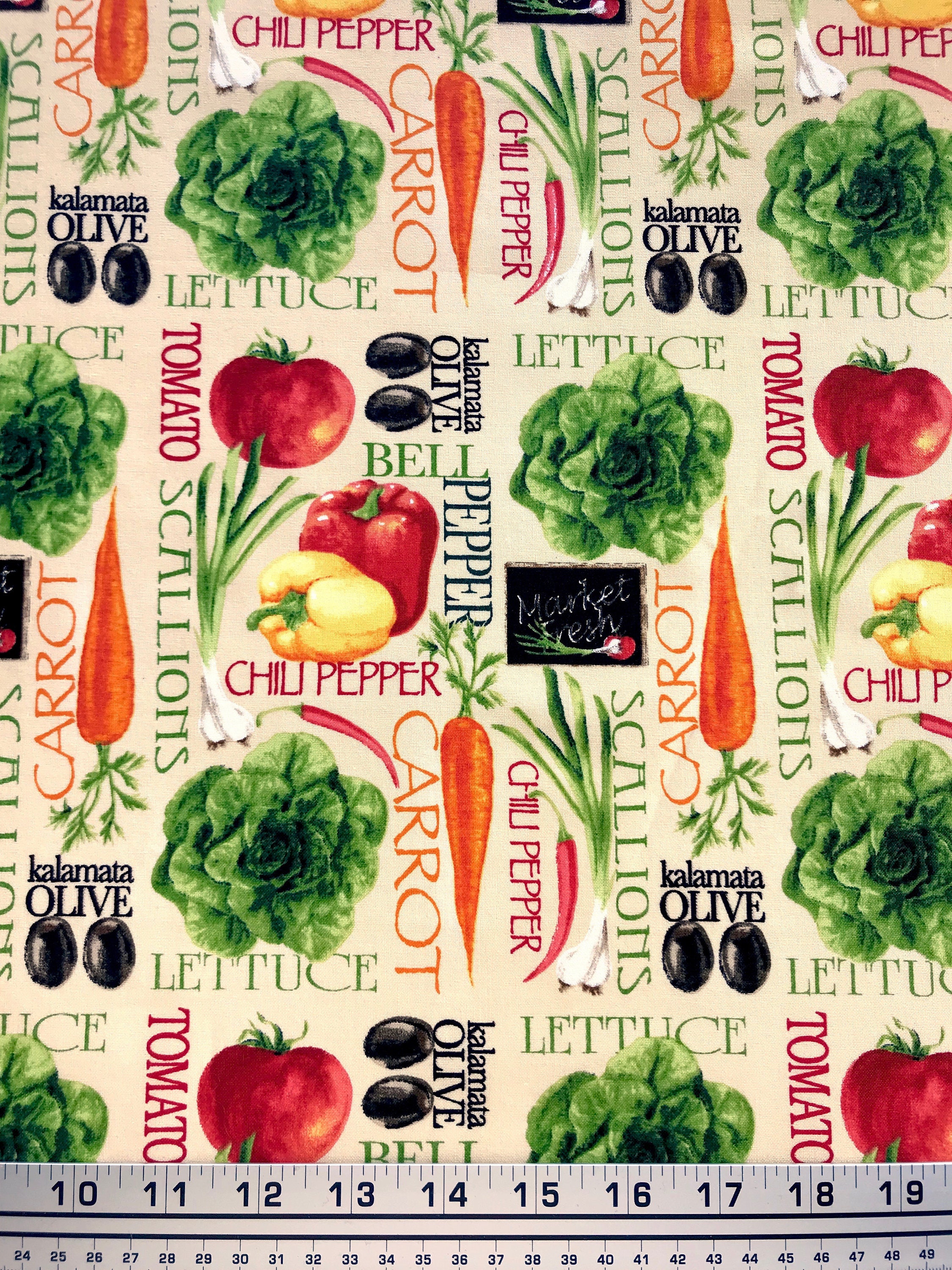 Vegetables fabric Vegan fabric cooking chef fabric Healthy