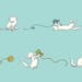 Knittens Kitten Light Teal By Clothworks, Quilting Cotton Fabric, Cat Lady, Cat Lover, Pet Lover, Cat And Yarn