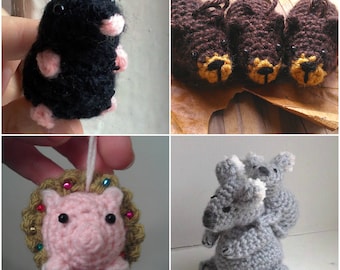 Crochet Pattern Bundle - Any 5 For 10 Dollars - simple amigurumi patterns animals by Moss Mountain