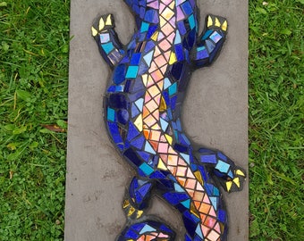 Mosaic lizard, Lizard, frost, winter hard, garden, sculpture, massive,