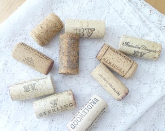 Wine corks for crafts, set of ten, different wine corks