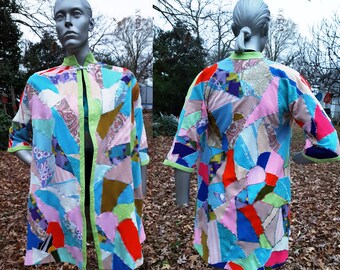 Coat of Many Colors, Vintage Coat, Vintage Costume, 70s Costume, Dolly Parton, 70s Coat, Patchwork Coat, Bohemian Coat, Coat Size M