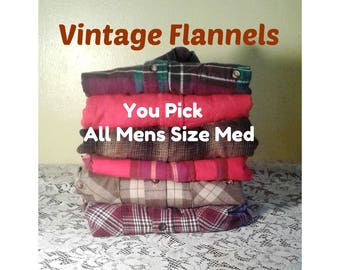Vintage Flannel Shirt, Men's Medium Flannel, Plaid Flannel shirt, Plaid Shirt, Hipster Flannel - You PICK Flannel - ALL Mens Size Medium