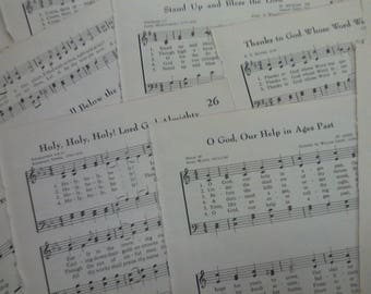 1-Vintage 1966 Hymn Book pages*set 15*junk journal*scrapbook*book pages*paper craft*prayer journal*faith journal*ephemera*vintage ephemera