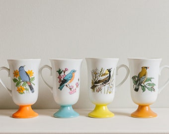 Vibrant Vintage Bird Mugs (set of 4)