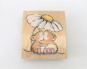 Supplies ~ Rubber Stamp Mice with Flower Wood mounted Penny Black collection 2003 Clean