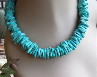 Turquoise necklace flat beaded